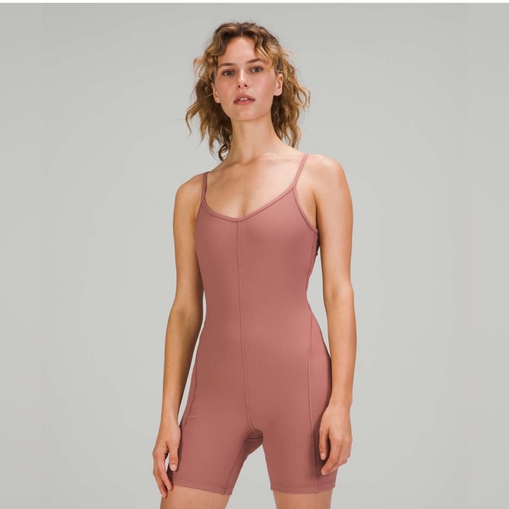 Lululemon contoured unitard one piece 6” online only spiced chai Sz 6
